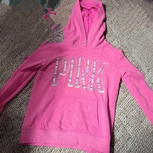 PINK Victoria's Secret Hot Pink Sweater with Metallic Logo